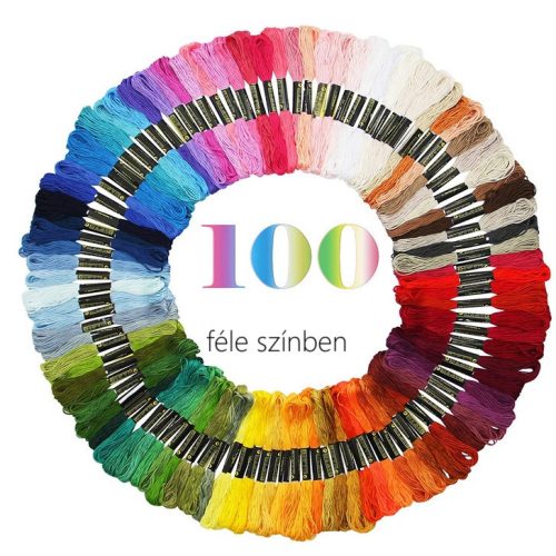 A Színek Szivárványa - 100 Darabos Prémium Hímzőfonal Készlet kiegészítőkkel