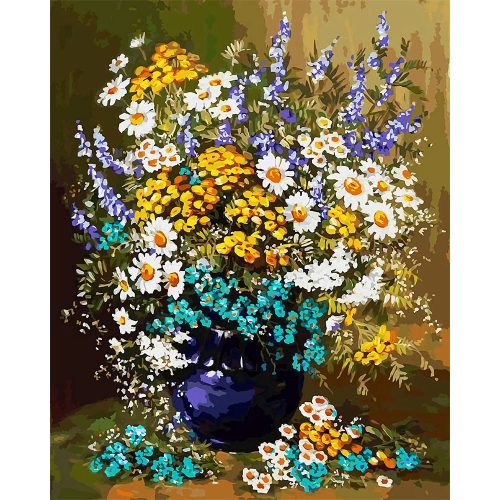 Virágok vázában számfestő 1000 db-os puzzle 