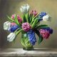Tulipán játszint vázában gyöngyös hímzés kreatív kézimunka szett