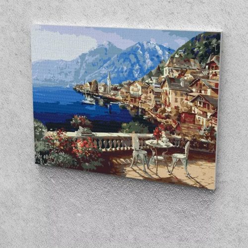 Város az alpok alatt festés számok alapján kreatív készlet kerettel 40x50