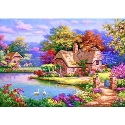 Falusi téjkép hímző készlet 40x50 cm-es vászonnal keresztszemes hímzés