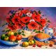 Pipacs csendélet hímző készlet 40x50 cm-es vászonnal keresztszemes hímzés keresztszemes hímzés