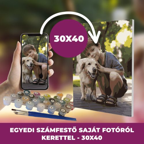 Számfestő készlet saját fotóról 30x40 cm-es méretben kerettel