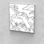 Fejlesztő Festővászon Picasso Palántáknak 3 -6 éves korosztálynak dínók 40x40 cm