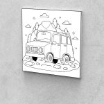 Fejlesztő Festővászon Picasso Palántáknak 3 -6 éves korosztálynak kiránduló autó 40x40 cm