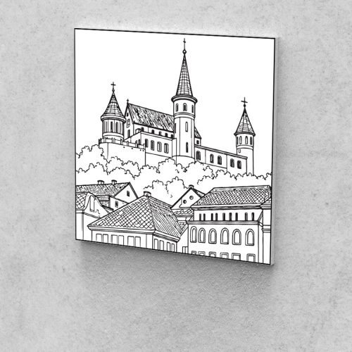 Fejlesztő Festővászon Picasso Palántáknak 6-9 éves korosztálynak templom 40x40 cm
