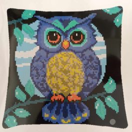 Baglyos párnahuzat hímzés 42x42 cm
