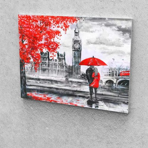 Szürke Piros London festés számok alapján kreatív készlet kerettel 40x50