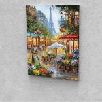 Virágárus Párizsban festés számok alapján kreatív készlet keret nélkül 40x50