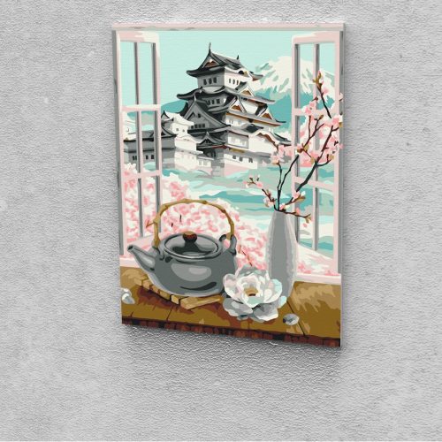 Tea Japánban festés számok alapján kreatív készlet keret nélkül