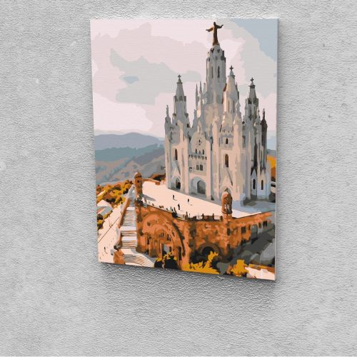 Szent-Szív Templom Barcelona festés számok alapján kreatív készlet keret nélkül