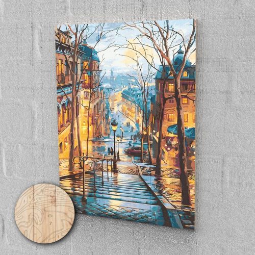 Fa alapú Esős Esős Belváros festés számok alapján kreatív készlet 40x50