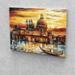 Gondola a naplementében festés számok alapján kreatív készlet kerettel 30x40