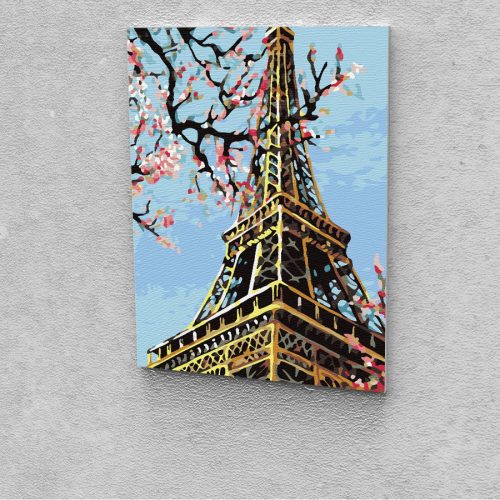 Eiffel-torony tavasszal festés számok alapján kreatív készlet 30x40