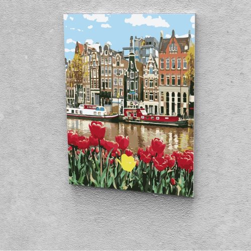 Amszterdam tulipánokkal festés számok alapján kreatív készlet 40x50