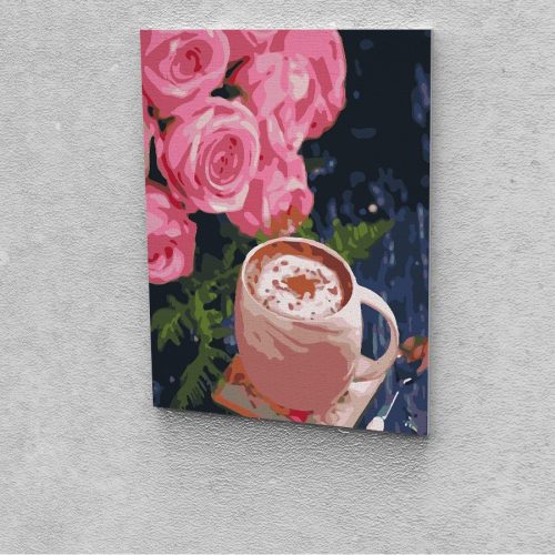 Cappuccino rózsákkal festés számok alapján kreatív készlet 40x50