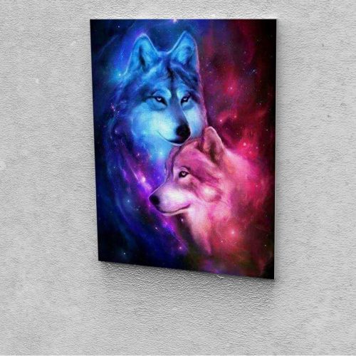 Színes farkasok festés számok alapján kreatív készlet 30x40