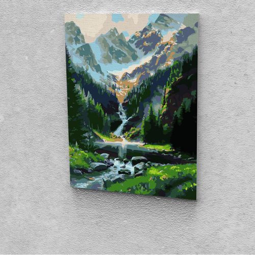Vízesés a hegyek között festés számok alapján kreatív készlet 30x40