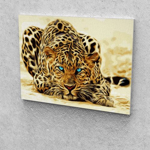 Leopárd festés számok alapján kreatív készlet 30x40