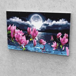   Magnólia az éjszakában festés számok alapján kreatív készlet 40x80