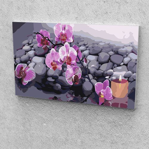 Rózsaszín orchideák festés számok alapján kreatív készlet 40x80