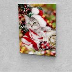 Cica karácsonykor festés számok alapján kreatív készlet keret nélkül 40x50