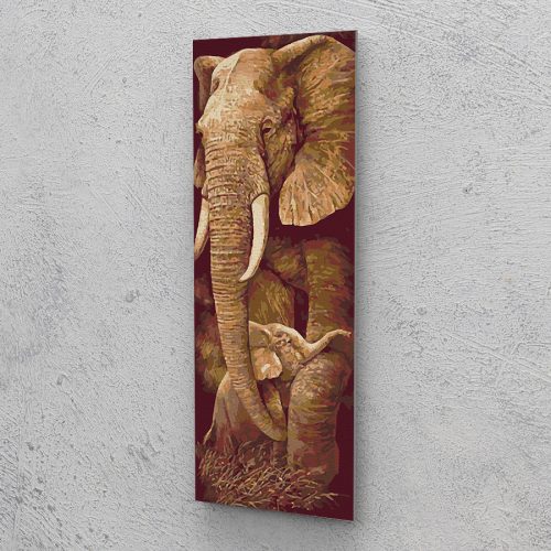 Elefánt a kicsi elefánttal festés számok alapján kreatív készlet keret nélkül 30x80