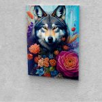Farkas virágok között festés számok alapján kreatív készlet keret nélkül 60x70