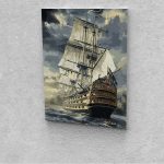 Hajó a tengeren között festés számok alapján kreatív készlet kerettel 50x60