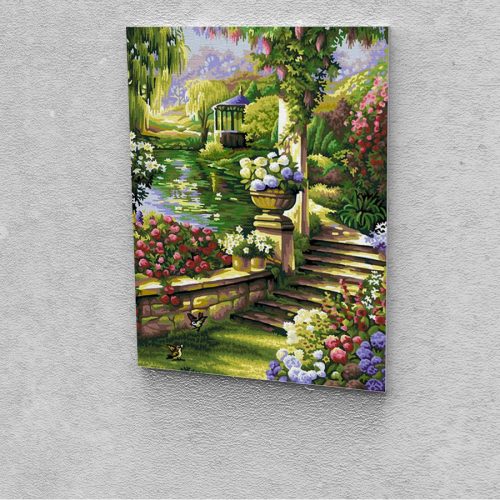 Kerti tó festés számok alapján kreatív készlet kerettel 50x60
