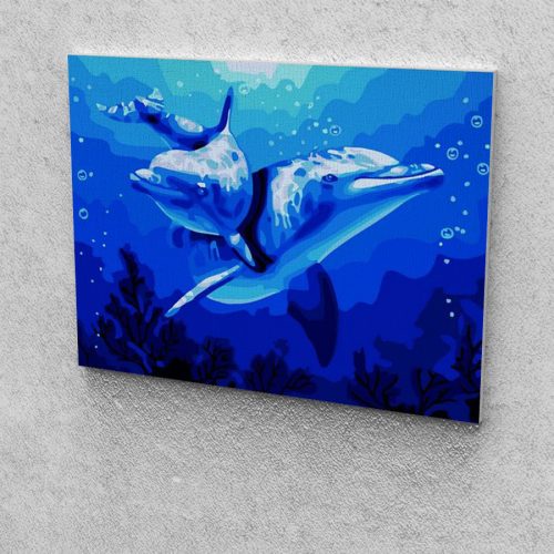 Delfinek festés számok alapján kreatív készlet keret nélkül 40x50