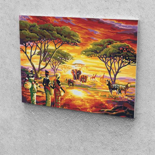 Afrikai táj festés számok alapján kreatív készlet keret nélkül 40x50
