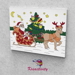   Kreatív festőszett gyermekeknek 30x40-es vászonra nyomtatva Mikulás rénszarvassal 