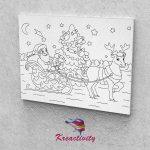 Kreatív festőszett gyermekeknek 30x40-es vászonra nyomtatva Mikulás rénszarvassal 