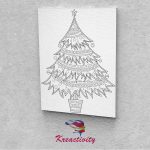 Kreatív festőszett gyermekeknek 30x40-es vászonra nyomtatva Karácsonyfa kis gömbdíszekkel