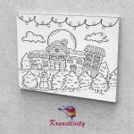 Kreatív festőszett gyermekeknek 30x40-es vászonra nyomtatva Havas táj