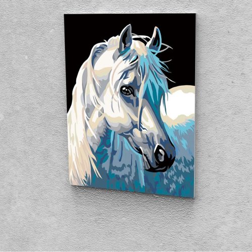 Fehér ló festés számok alapján kreatív készlet keret nélkül