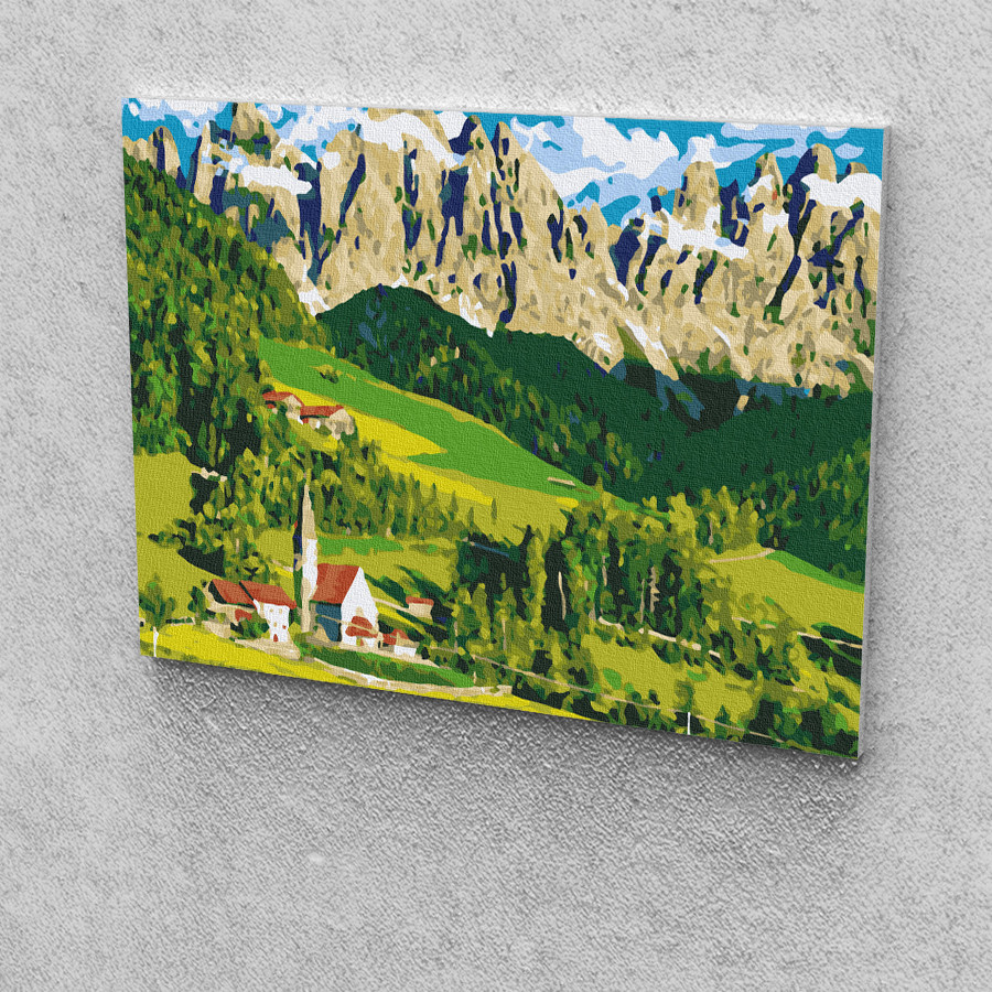 Kicsi Alpesi Falu festés számok alapján kreatív készlet kerettel