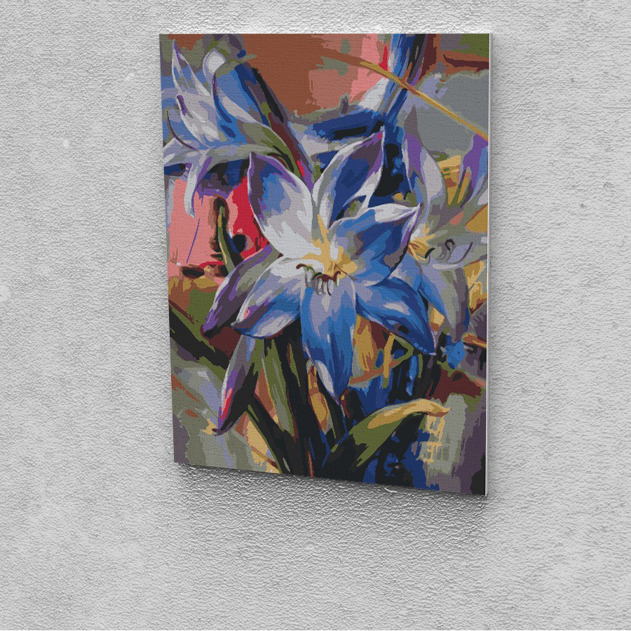Kék liliom festés számok alapján kreatív készlet keret nélkül 40x50